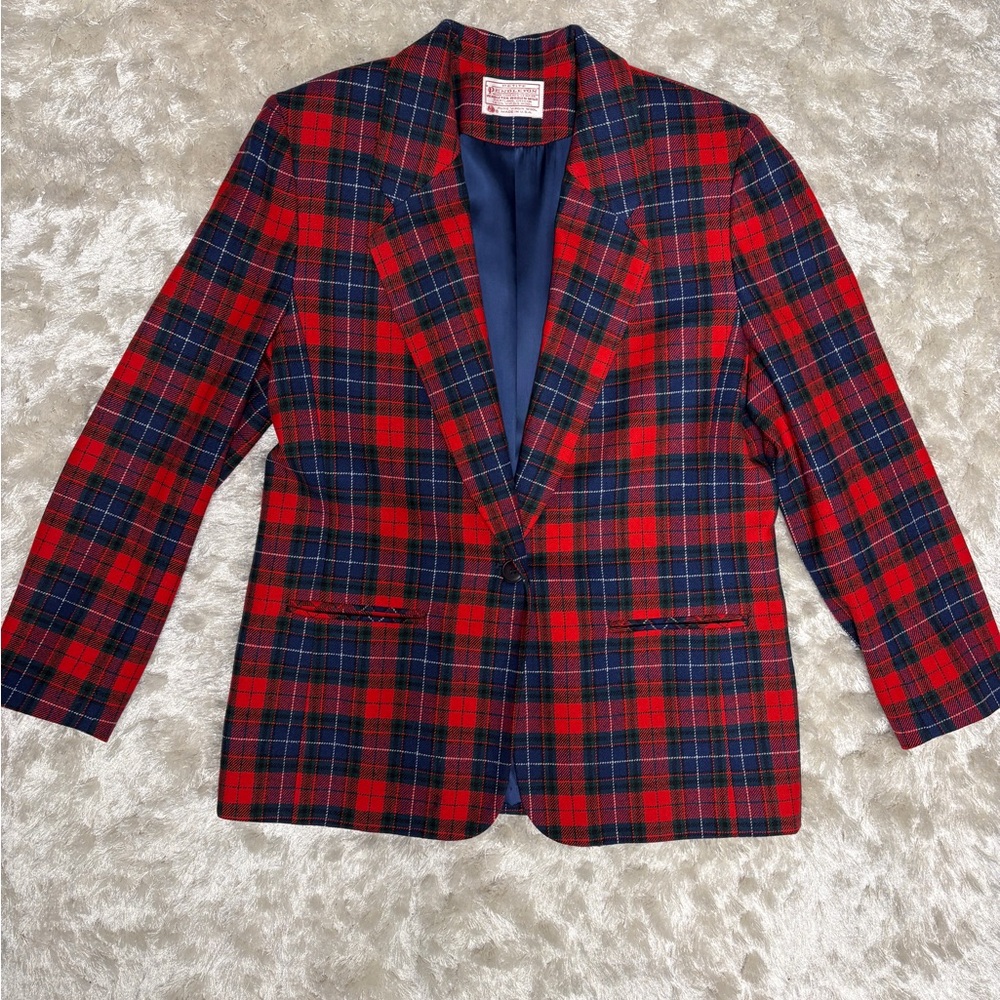 Pendleton 100% Wool Vintage Women’s Red, blue, green Plaid Blazer